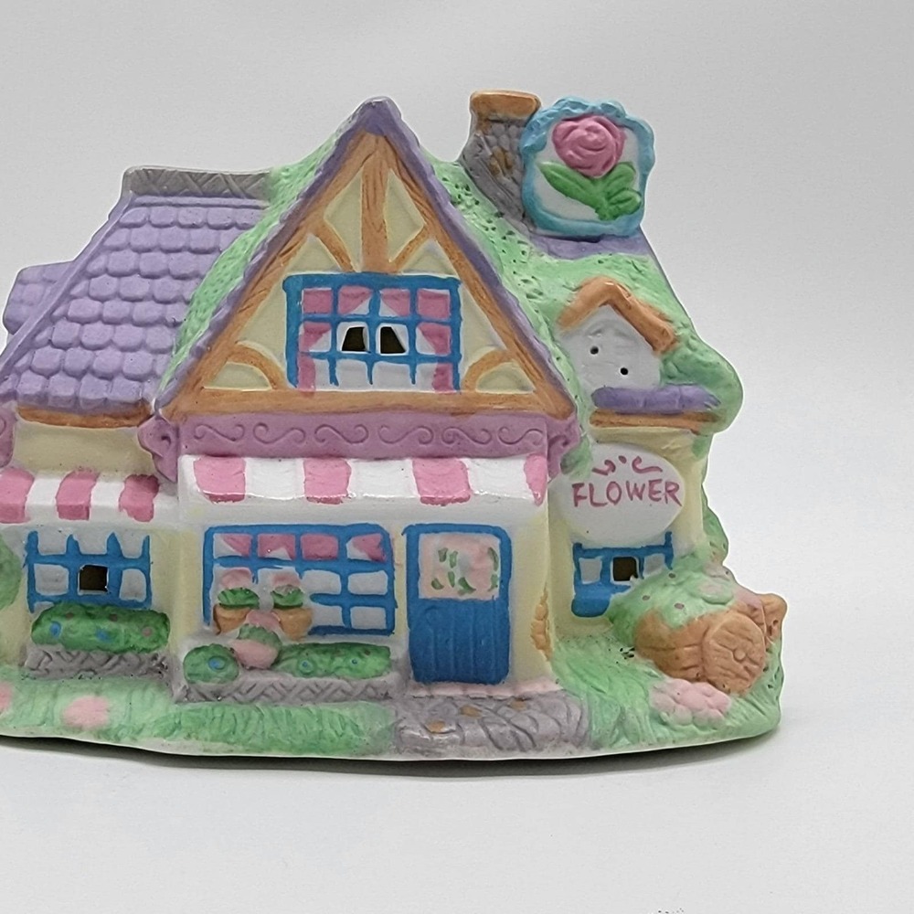 Easter Bunny Flower Shop Mervyn's 1994 Village Square Lighted House Cottages